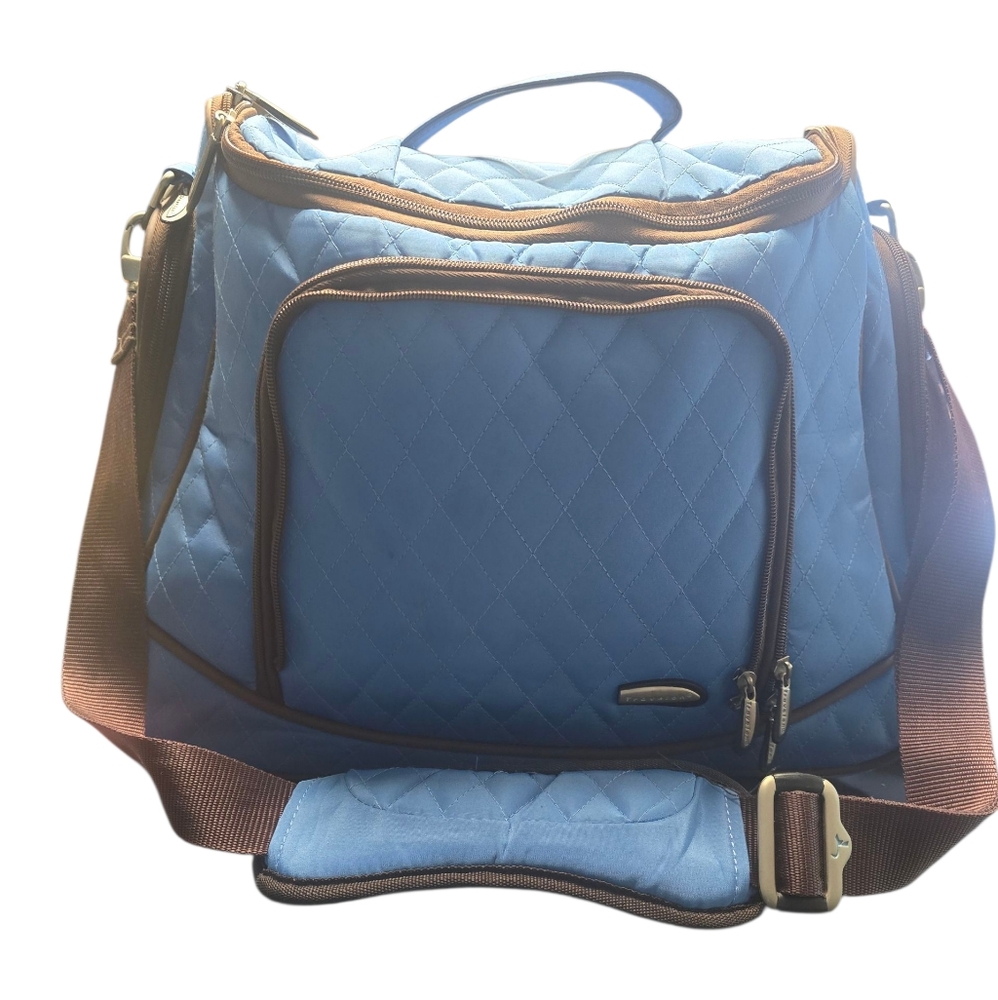 Travelon Bag Quilted Padded Baby/ Medical Travel Bag Blue and Brown Quilted Bag